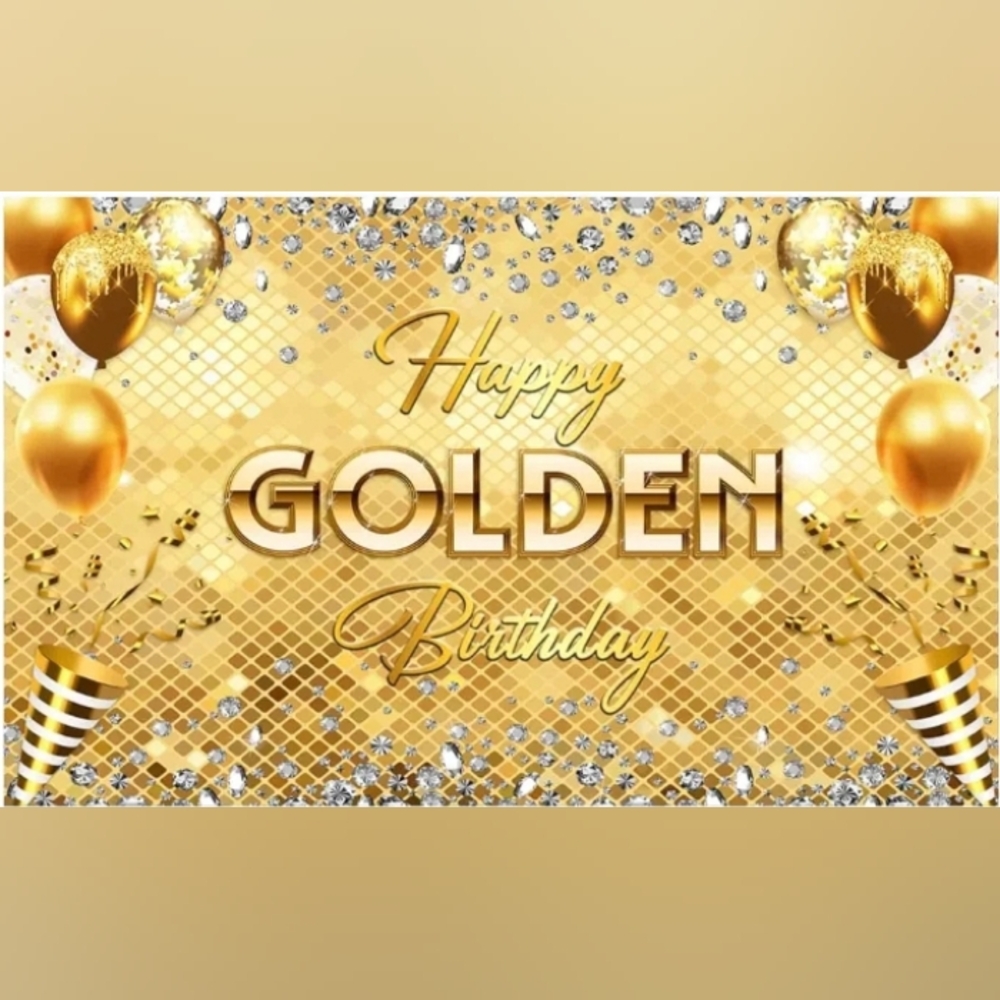 HAPPY GOLDEN BIRTHDAY BANNER BACKDROP. PARTY DECOR. UNISEX. GOLD. BANNER ONLY!